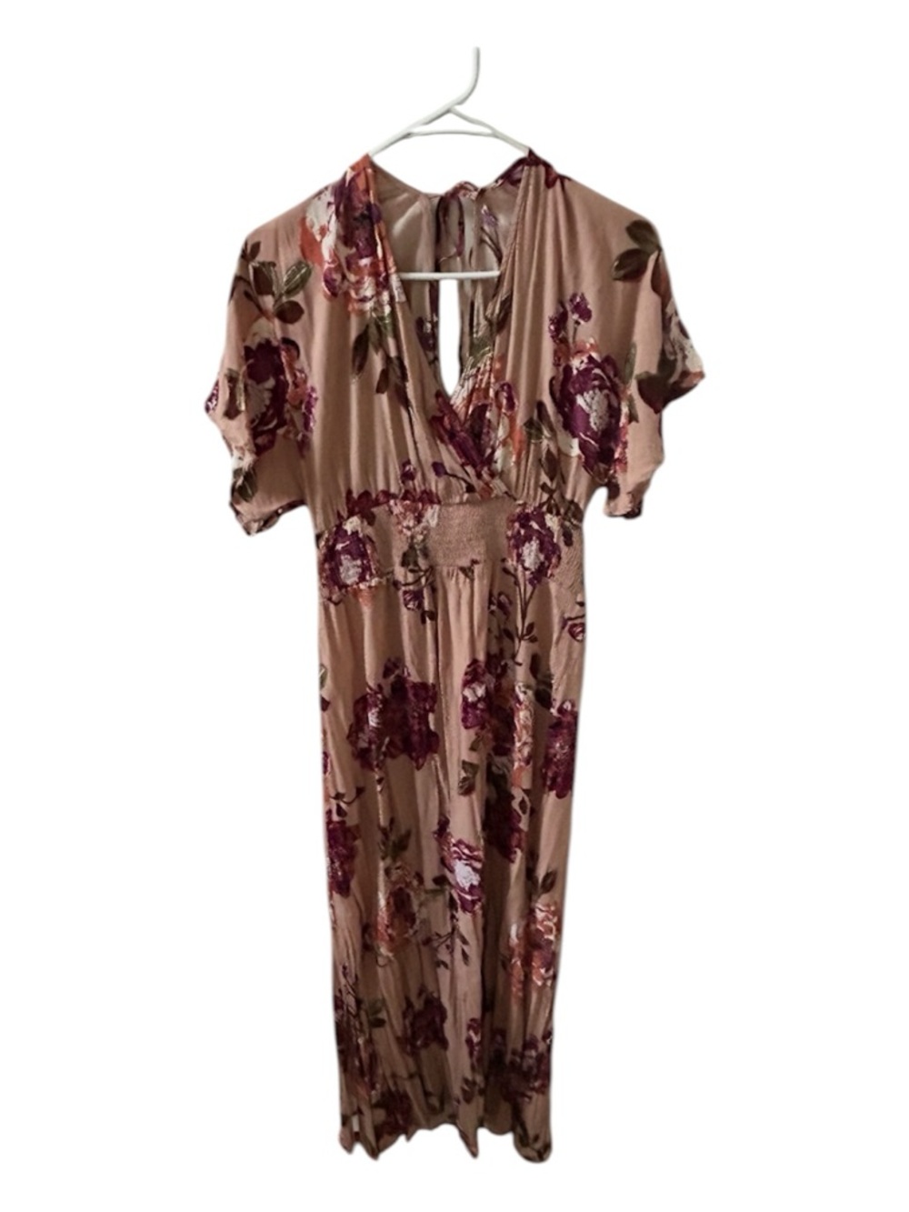 ODDY Tan and Pink Wrap Maxi Dress with Dolman Sleeves